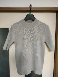 半袖ニットM うすいグレー、グレージュ