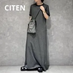 【1度だけ使用】CITEN ボーダートリムハーフスリーブワンピース M 黒