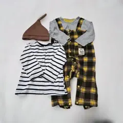 ベビー服 3点セット（オーバーオール、シャツ、帽子）
