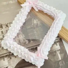 ホイップデコ　硬質トレカケース　B8 ピンク　白　リボン　パール　推し活