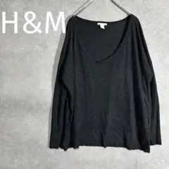 H&M　サマーニット　ブラック　シンプル　大人カジュアル　オフィスカジュアル