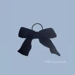 ネイビー リボン型 ヘアゴム　ハンドメイド　即購入⭕️値下げ交渉⭕️