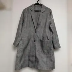 SANS FIN グレー系チェック ロングコート