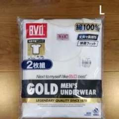 BVD 丸首半袖Tシャツ ゴールド　Lサイズ