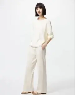 ウォッシャブルリブニットパンツ