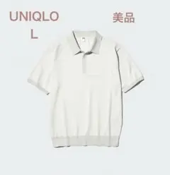 【美品】UNIQLO ウォッシャブルニットポロセーター Lのサムネイル