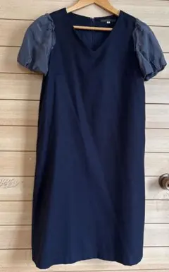 【ADIEU TRISTESSE】異素材ワンピース 式服 ネイビー