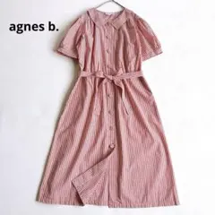 agnes b. アニエスベー　ストライプ　半袖シャツワンピース　ベルト　40