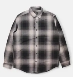 オンブレチェックシャツ　チェック　 長袖　ネルシャツ　黒　ブラック　アメカジ　M