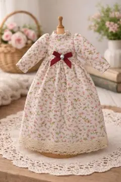 ブライスサイズ アイシードール 小花柄ワンピース レース リボン付き ガーリー