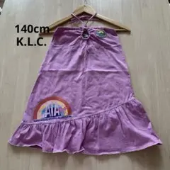 KLC 140cm　ホルターネック　ベアトップ　ワンピース　チュニック　フリルのサムネイル