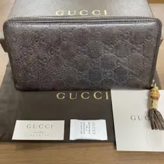 新品同様‼️グッチ　GUCCI 財布　長財布　シマレザー　ラウンドファスナー