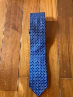 LANVIN ランバン　ネイビー シルク ネクタイ 幾何学模様