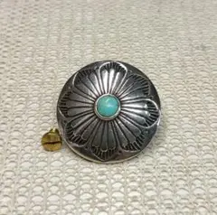ネジ式 コンチョ 31mm シルバー925 ターコイズ 銀製 ヴィンテージ