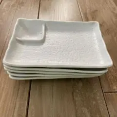 ホワイト 仕切り付き 陶器製角皿 5枚セット