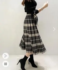 DHOLIC minagram チェック柄フレアスロングカート