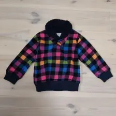 日本織商連　カラフルチェック　フリース　100cm ネイビー　ピンク