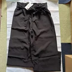 レディース ワイドパンツ リボンベルト付き ウエストゴム Mサイズ