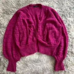 希少✨モヘア ウール混❗【w closet】ニットカーディガン長袖 特殊デザイン
