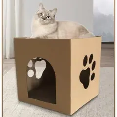 段ボール猫ハウス_30cm_爪とぎ付のサムネイル