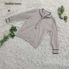 ヘルシーカレン　ニット　セーター　薄手　七分袖　レーヨン混　ボウタイ　きれいめMのサムネイル
