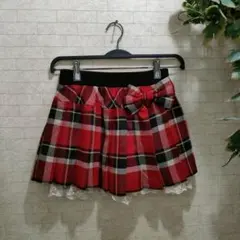 ミニスカート キュロット レース 赤 黒 ブラック チェック