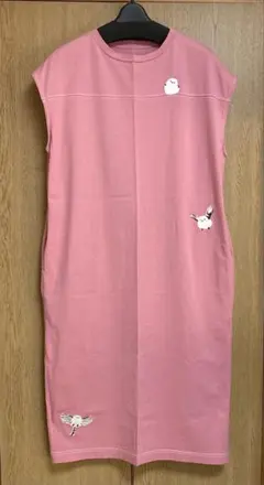 シマエナガ刺繍 ノースリーブワンピース