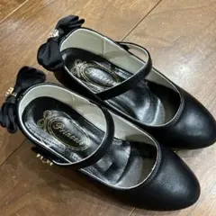 フォーマルシューズ ブラック リボン付き　発表会