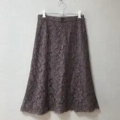 【index】インデックス　美品 ブラウン フレアスカート 花柄 レース L