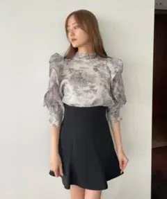 【snidel】オーガンシースルーハーフスリーブブラウス