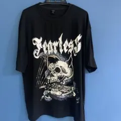 ROMWE Fearless スカルプリント Tシャツ ブラック