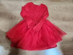 赤色 長袖 ワンピース US 6-10Y