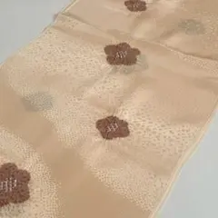 衿秀　正絹　帯揚げ 輪出し　地紋　絞り　薄茶　茶　日本製