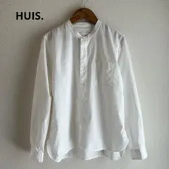 HUIS. ハウス　やわらかコットン バンドカラーシャツ　遠州織物