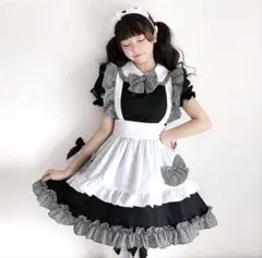 セパレートリメイク╰(*´︶`*)╯♡可愛いメイド服 黒と白のチェック柄