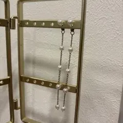 パール チェーン ロングピアス 両耳用
