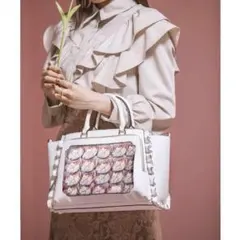 《推し事バッグ》クリアポケット付きトートバッグ オフホワイト