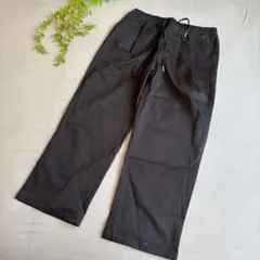 XXLサイズ 大きいサイズ ゆったり ワイドパンツ ブラック ウエストゴム 黒