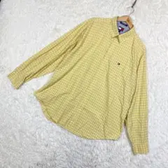 『トミーヒルフィガー』(XXL) 90s チェック ボタンダウン 長袖シャツ
