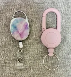 リール付き　キーホルダー　キーリング　2個セット