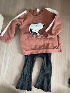 H&M ZARAスヌーピー トレーナーとフレアパンツセット 86