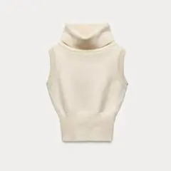 ZARA ホワイト タートルネック ノースリーブ L