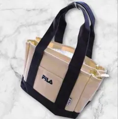 完売品 FILA フィラ 帆布 キャンバス ミニトートバッグ 仕切り ロゴ刺繍のサムネイル