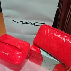 MAC 赤 キルティング ポーチ セット
