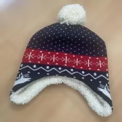 ニット帽 54-56cm 耳あて　ポンポン付き