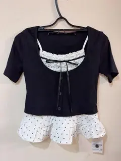 GRL ドット柄キャミソールレイヤード風トップスtw1317 新品 タグ付き