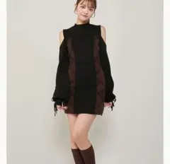 Darich サイドチェックニットミニワンピース