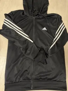 アディダス adidas フルジップパーカー ジャージ 黒 メンズXLのサムネイル