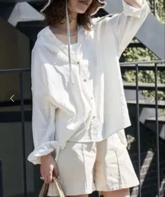 CIAOPANIC TYPY OSORO ウォッシャブルリネンバンドカラーシャツ