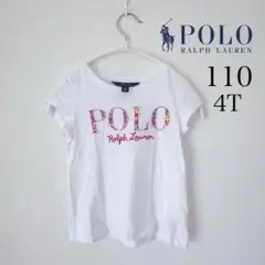 ポロラルフローレン 美品 ロゴ 長袖 Tシャツ パッチワーク 刺繍 花柄 110のサムネイル